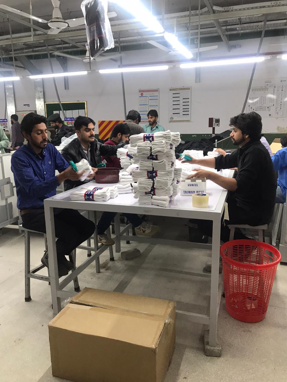 Staff pairing and packing finished socks